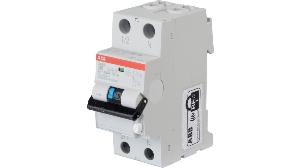 DS201 B6 A30 | ABB RCBO Circuit Breaker 6A 2 B | Distrelec International